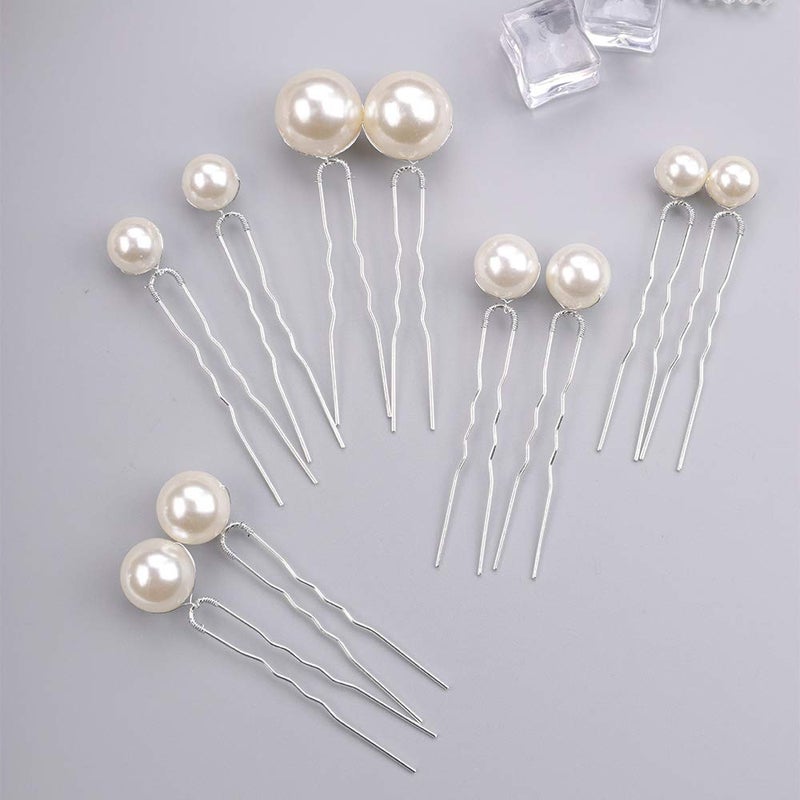 Aimimier Bridal Faux Pearl Hair Pins 10 Pcs Large Ivory Faux Pearl Bobby Pins Wedding Hair Piece Prom Party Festival Hair Accessories for Women and Girls (Ivory) - Image 2